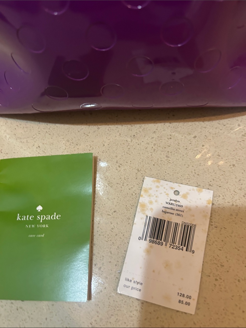 kate spade Purple Patent Leather Tote with Embossed Dots - Picture 2 of 3
